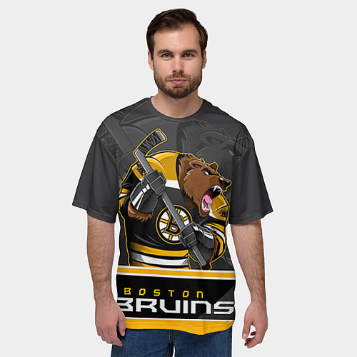 Мужская футболка оверсайз Boston Bruins / 3D-принт – фото 3