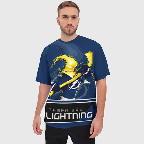 Мужская футболка оверсайз Bay Lightning / 3D-принт – фото 3
