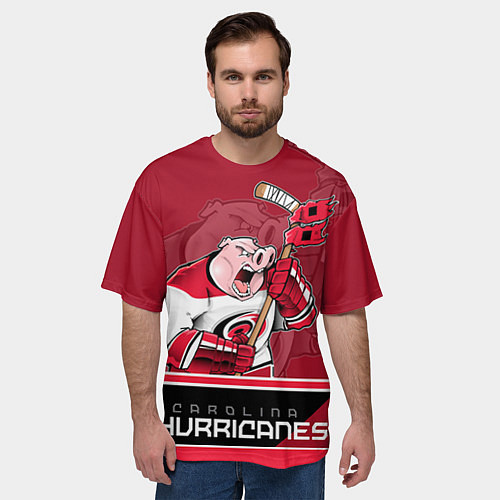 Мужская футболка оверсайз Carolina Hurricanes / 3D-принт – фото 3
