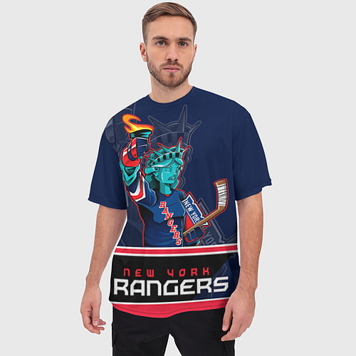 Мужская футболка оверсайз New York Rangers / 3D-принт – фото 3