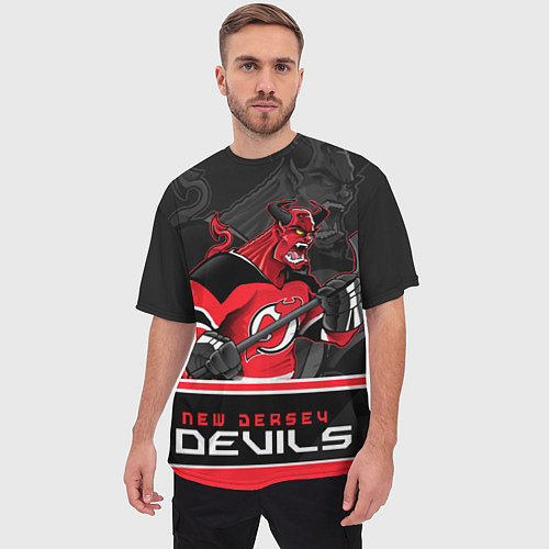 Мужская футболка оверсайз New Jersey Devils / 3D-принт – фото 3
