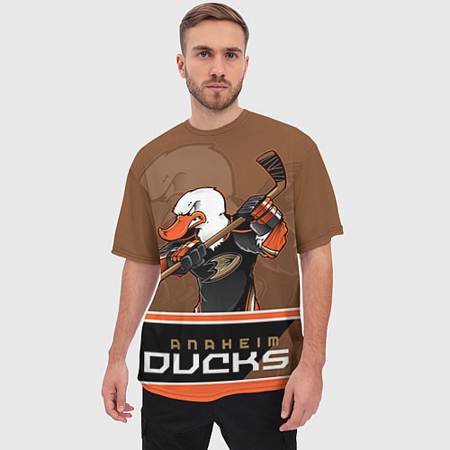 Мужская футболка оверсайз Anaheim Ducks / 3D-принт – фото 3