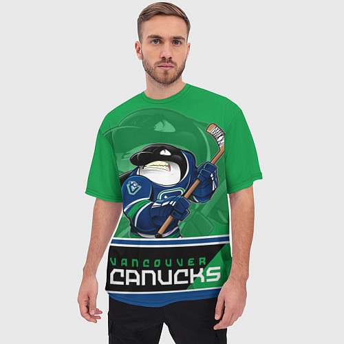Мужская футболка оверсайз Vancouver Canucks / 3D-принт – фото 3