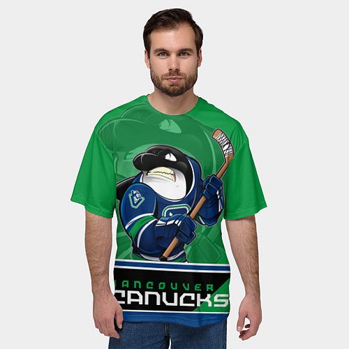 Мужская футболка оверсайз Vancouver Canucks / 3D-принт – фото 3
