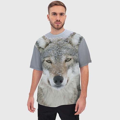 Мужская футболка оверсайз Милый волк / 3D-принт – фото 3