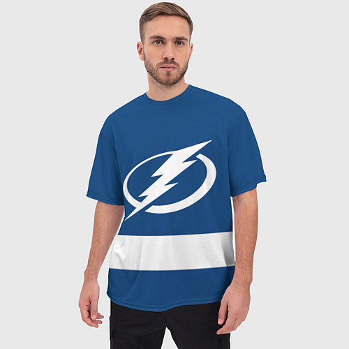 Мужская футболка оверсайз Tampa Bay Lightning / 3D-принт – фото 3