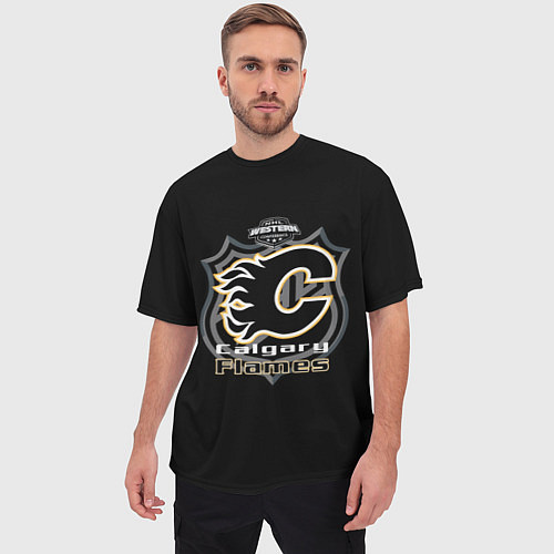 Мужская футболка оверсайз Calgary Flames Team / 3D-принт – фото 3