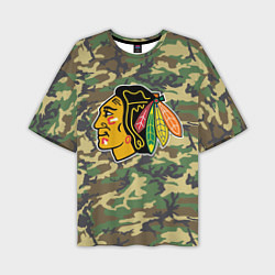 Футболка оверсайз мужская Blackhawks Camouflage, цвет: 3D-принт