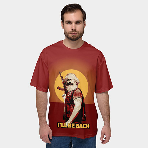 Мужская футболка оверсайз Маркс: Ill Be Back / 3D-принт – фото 3