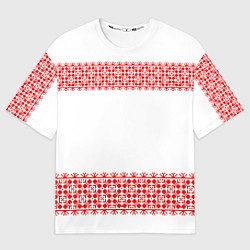 Футболка оверсайз мужская Славянский орнамент (на белом), цвет: 3D-принт