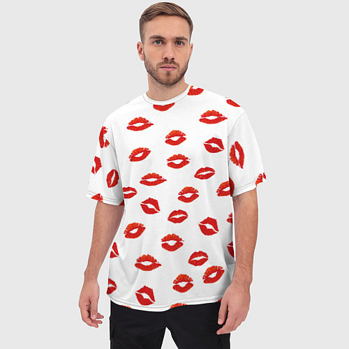 Мужская футболка оверсайз Поцелуйчики / 3D-принт – фото 3