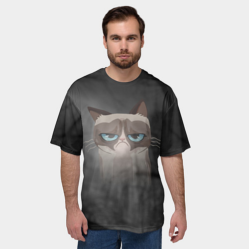 Мужская футболка оверсайз Grumpy Cat / 3D-принт – фото 3