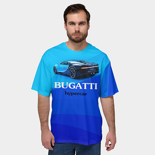 Мужская футболка оверсайз Bugatti hypercar / 3D-принт – фото 3