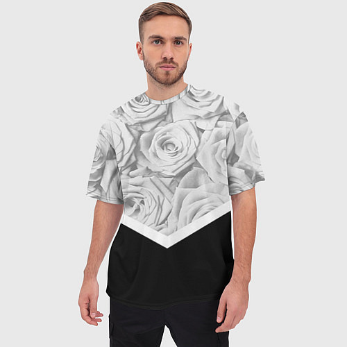 Мужская футболка оверсайз Розы / 3D-принт – фото 3