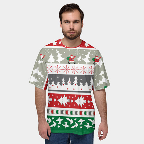 Мужская футболка оверсайз Новогодний орнамент / 3D-принт – фото 3