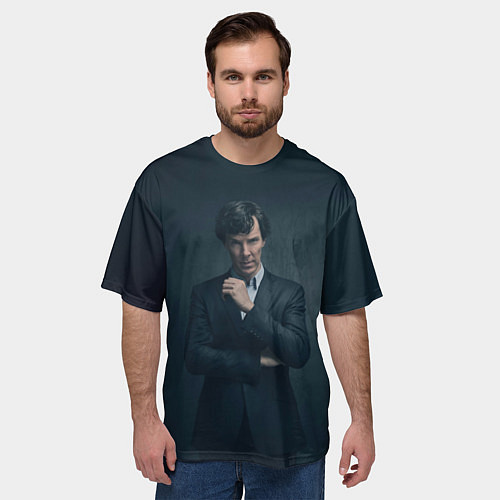 Мужская футболка оверсайз Шерлок в костюме / 3D-принт – фото 3