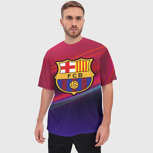 Мужская футболка оверсайз ФК Барселона / 3D-принт – фото 3