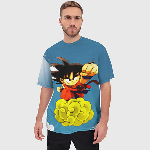 Мужская футболка оверсайз Small Goku / 3D-принт – фото 3