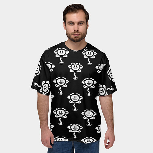 Мужская футболка оверсайз Undertale Flowey (узор) / 3D-принт – фото 3