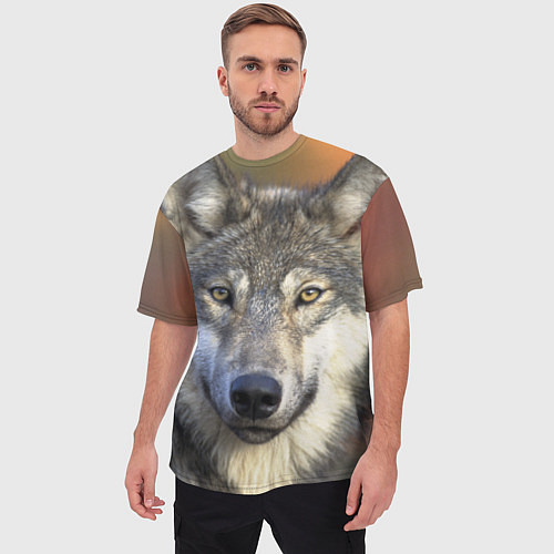 Мужская футболка оверсайз Улыбка волка / 3D-принт – фото 3
