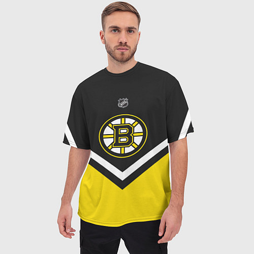 Мужская футболка оверсайз NHL: Boston Bruins / 3D-принт – фото 3