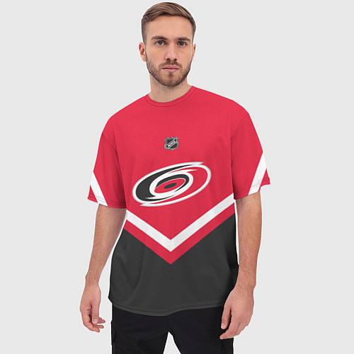 Мужская футболка оверсайз NHL: Carolina Hurricanes / 3D-принт – фото 3