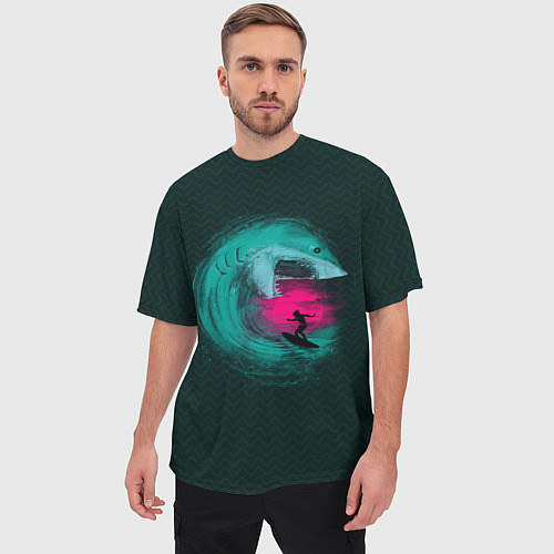 Мужская футболка оверсайз Shark Vortex / 3D-принт – фото 3
