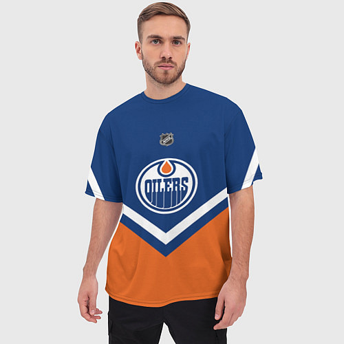 Мужская футболка оверсайз NHL: Edmonton Oilers / 3D-принт – фото 3