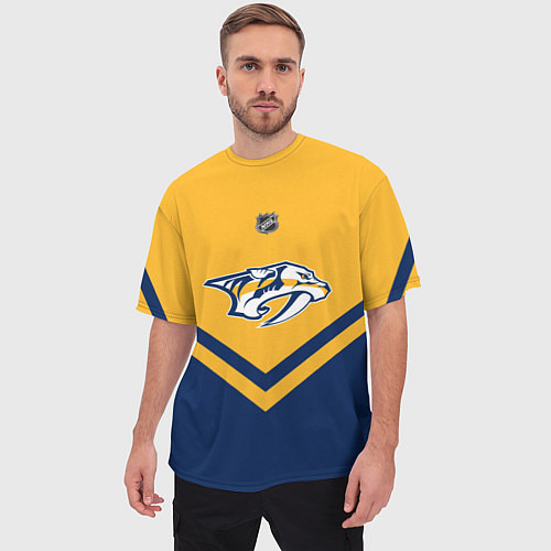 Мужская футболка оверсайз NHL: Nashville Predators / 3D-принт – фото 3