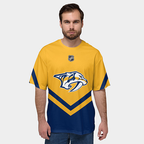 Мужская футболка оверсайз NHL: Nashville Predators / 3D-принт – фото 3