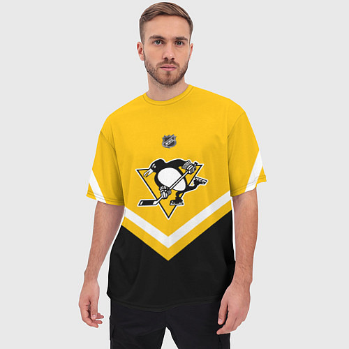 Мужская футболка оверсайз NHL: Pittsburgh Penguins / 3D-принт – фото 3
