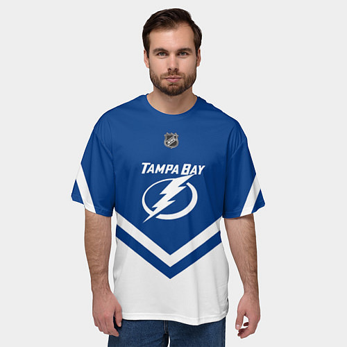 Мужская футболка оверсайз NHL: Tampa Bay Lightning / 3D-принт – фото 3