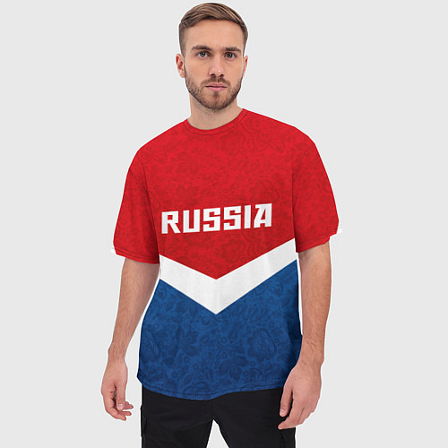 Мужская футболка оверсайз Russia Team / 3D-принт – фото 3