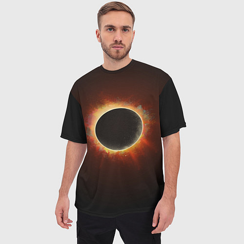 Мужская футболка оверсайз Солнечное затмение / 3D-принт – фото 3