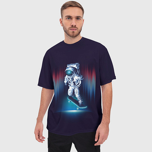 Мужская футболка оверсайз Космический скейтбордист / 3D-принт – фото 3