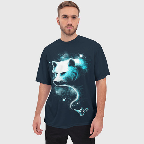 Мужская футболка оверсайз Галактический волк / 3D-принт – фото 3
