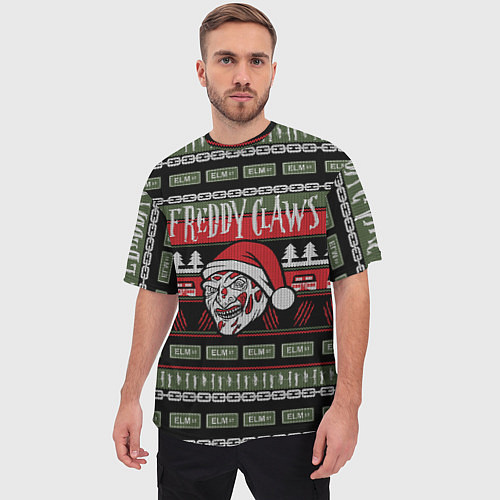 Мужская футболка оверсайз Freddy Christmas / 3D-принт – фото 3