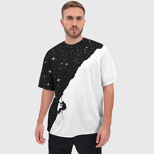 Мужская футболка оверсайз Ночной скалолаз / 3D-принт – фото 3