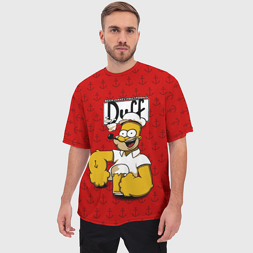 Мужская футболка оверсайз Duff Beer / 3D-принт – фото 3