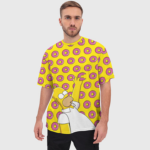 Мужская футболка оверсайз Пончики Гомера Симпсона / 3D-принт – фото 3