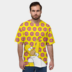 Футболка оверсайз мужская Пончики Гомера Симпсона, цвет: 3D-принт — фото 2