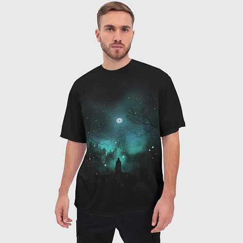 Мужская футболка оверсайз Взгляд на звезды / 3D-принт – фото 3