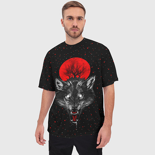 Мужская футболка оверсайз Кровавая Луна / 3D-принт – фото 3