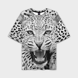 Мужская футболка оверсайз Белый леопард