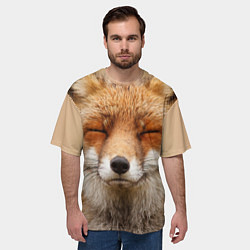 Футболка оверсайз мужская Лиса щурится, цвет: 3D-принт — фото 2