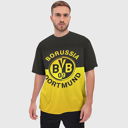 Мужская футболка оверсайз Borussia Dortmund FC / 3D-принт – фото 3
