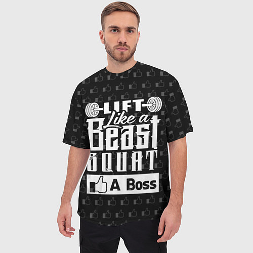 Мужская футболка оверсайз Lift Like A Beast Squat / 3D-принт – фото 3