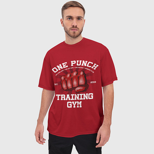 Мужская футболка оверсайз One Punch Gym / 3D-принт – фото 3