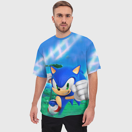 Мужская футболка оверсайз Sonic Boom / 3D-принт – фото 3