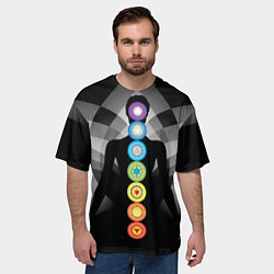 Футболка оверсайз мужская Йога - энергетические зоны, цвет: 3D-принт — фото 2